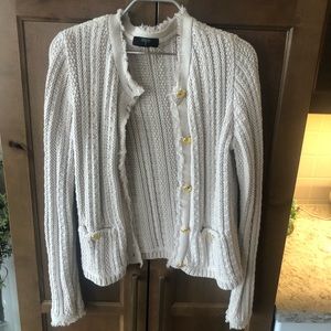 Tahari sz XS creamy neutral cardigan sweater